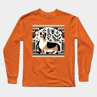 Grecian Tricolor Corgi Design Long Sleeve T-Shirt